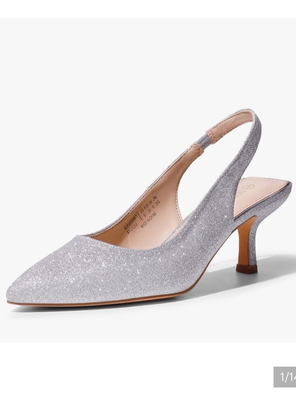 ❤️2/$15 or 3/$2❤️Dream Pairs Silver Glitter Slingback Kitten Heel Pumps, Size 5